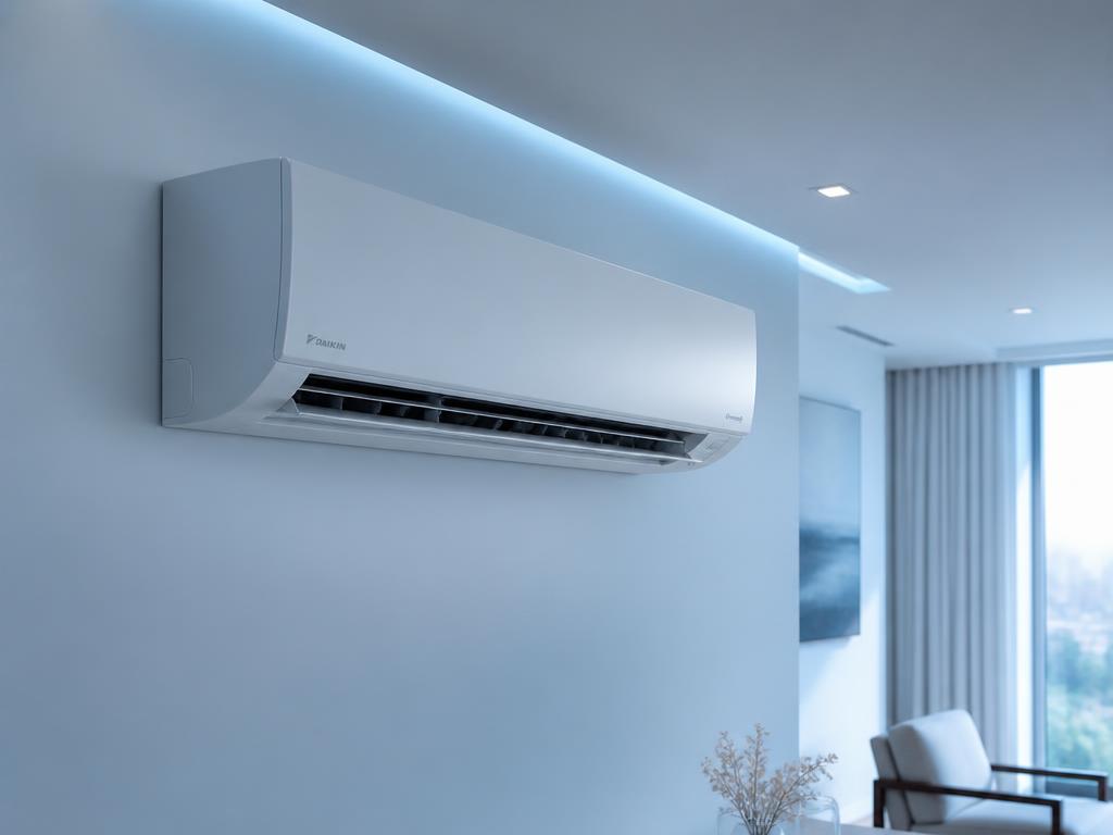 Acabamento limpo de instalação de ar-condicionado split em residência de Maringá